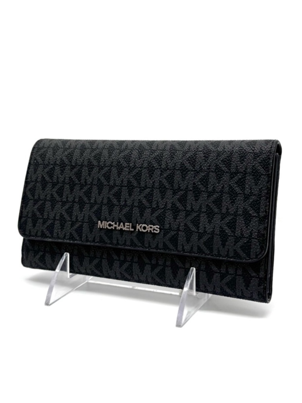 Michael Kors Large Trifold Wallet Black Signature